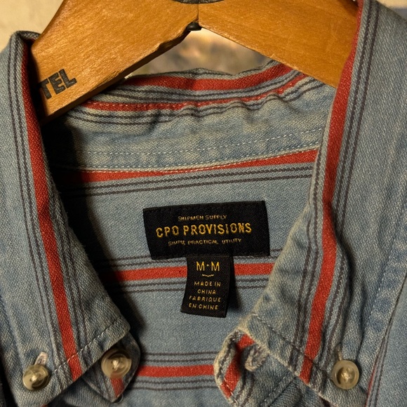 CPO Provisions Orange Stripe Denim Button Down - Picture 2 of 4